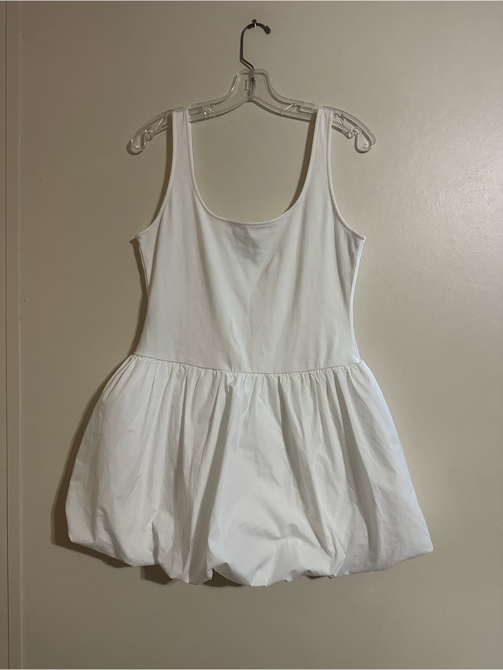 Mango White Tank Bubble Mini Dress